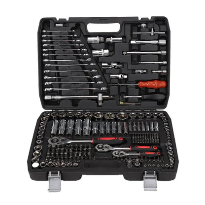 216-Piece Professional Socket Set 1/2' 3/8' 1/4' Drive SAE & Metric with 72-Tooth Ratchet for Automotive And Home Repair.（1SET）