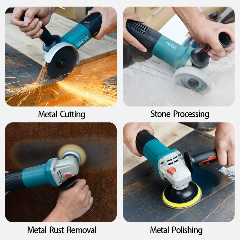 DIY Grade Cordless Electric Angle Grinder 125mm Brushless Disc Slide Trigger Switch Battery Polishing Cutting Machine