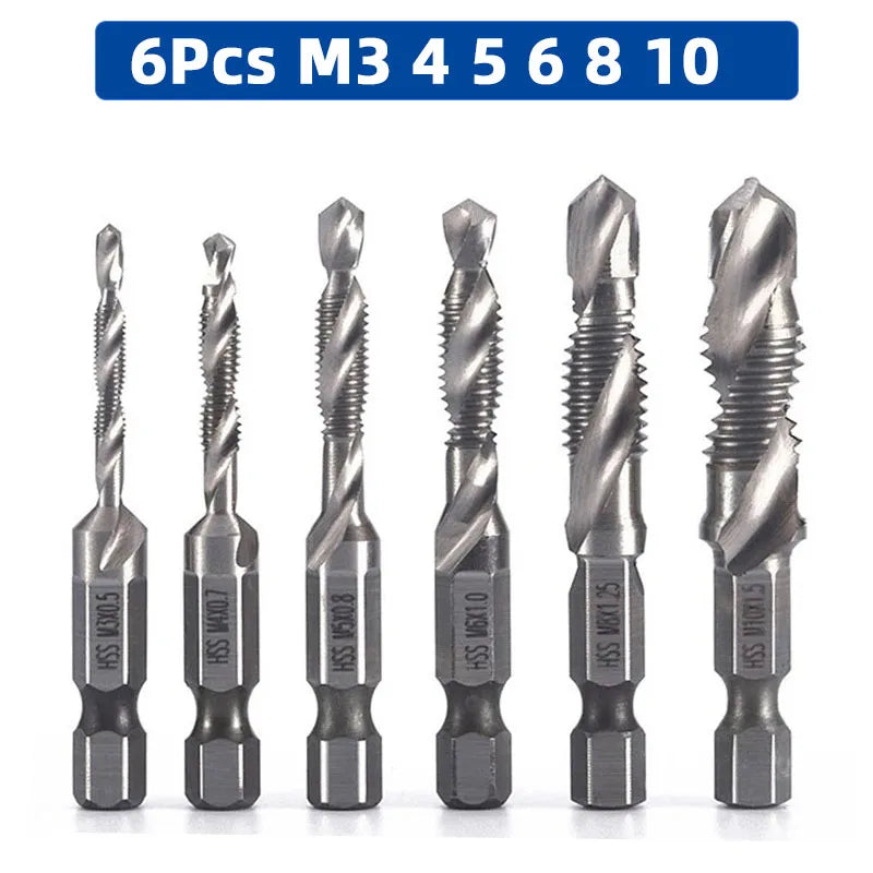 SIQICNC Shank Titanium Plated HSS Screw Thread Metric Tap Drill Bits Screw Machine Compound Tap M3 M4 M5 M6 M8 M10 Hand Tools