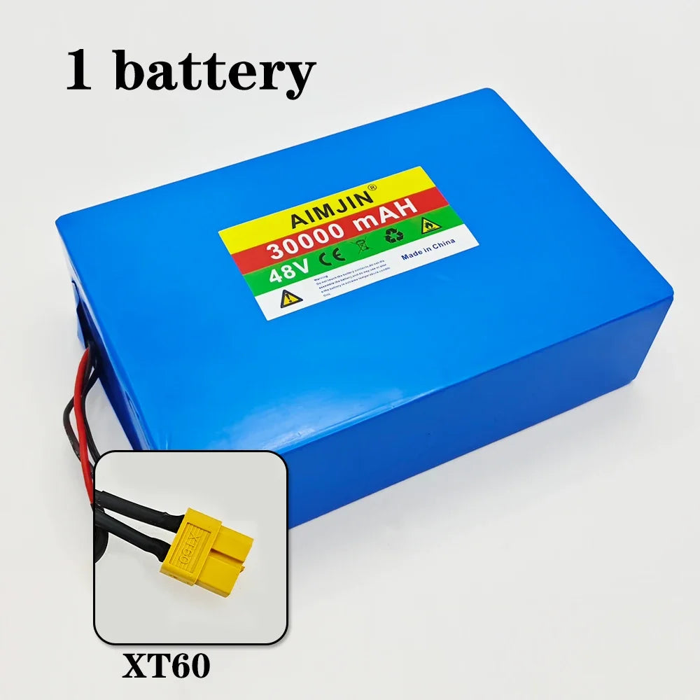 48V 30Ah 30000mAh 18650 13S8P Lithium Battery Pack Large Capacity Suitable for 48V 250-1500W Built-in BMS+54.6V2A Charger