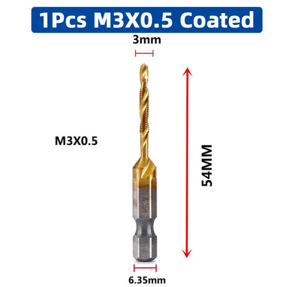 SIQICNC Shank Titanium Plated HSS Screw Thread Metric Tap Drill Bits Screw Machine Compound Tap M3 M4 M5 M6 M8 M10 Hand Tools