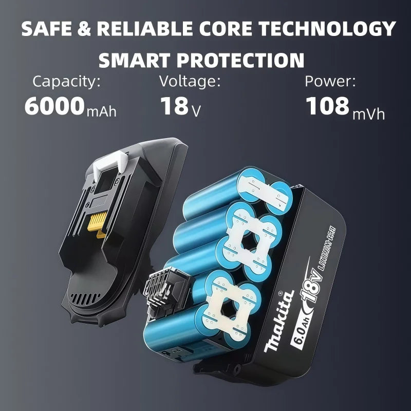 100% Genuine Original BL1860B 18V 6Ah Lithium Battery for BL1850B BL1840B Cordless Drill Impact Wrench Driver Power Tools