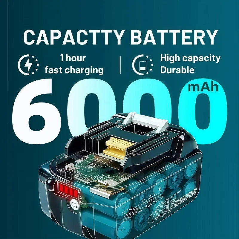 100% Genuine Original BL1860B 18V 6Ah Lithium Battery for BL1850B BL1840B Cordless Drill Impact Wrench Driver Power Tools