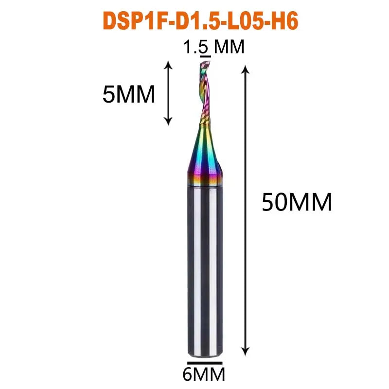 1pc AAAAA Single Flute Carbide Spiral End Mill 3.175 ,4,5,6mm Aluminum Milling Cutter Engraving Woodworking Acrylic DLC Coating