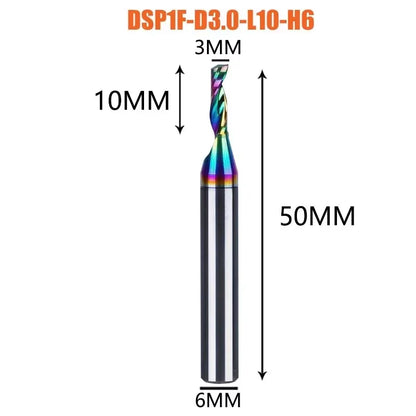 1pc AAAAA Single Flute Carbide Spiral End Mill 3.175 ,4,5,6mm Aluminum Milling Cutter Engraving Woodworking Acrylic DLC Coating