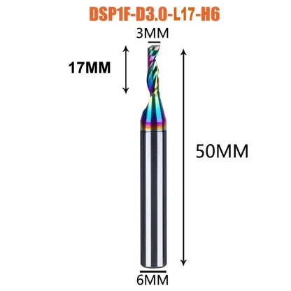 1pc AAAAA Single Flute Carbide Spiral End Mill 3.175 ,4,5,6mm Aluminum Milling Cutter Engraving Woodworking Acrylic DLC Coating