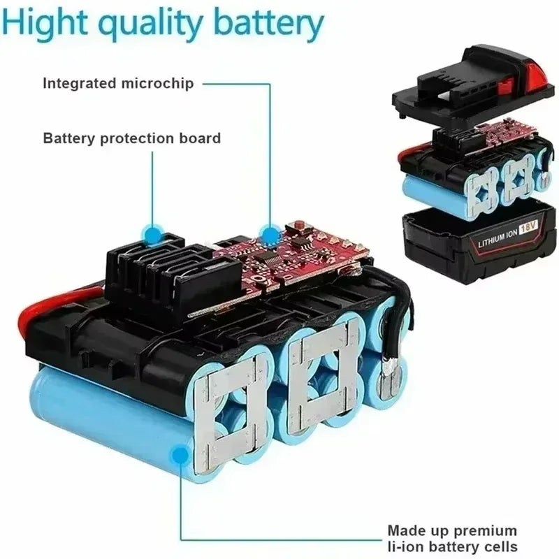 18V 9Ah Lithium-Ion Battery for Milwaukee High Power Replacement Battery for 18V Cordless Power Tools 18650 Cell Li-ion Battery