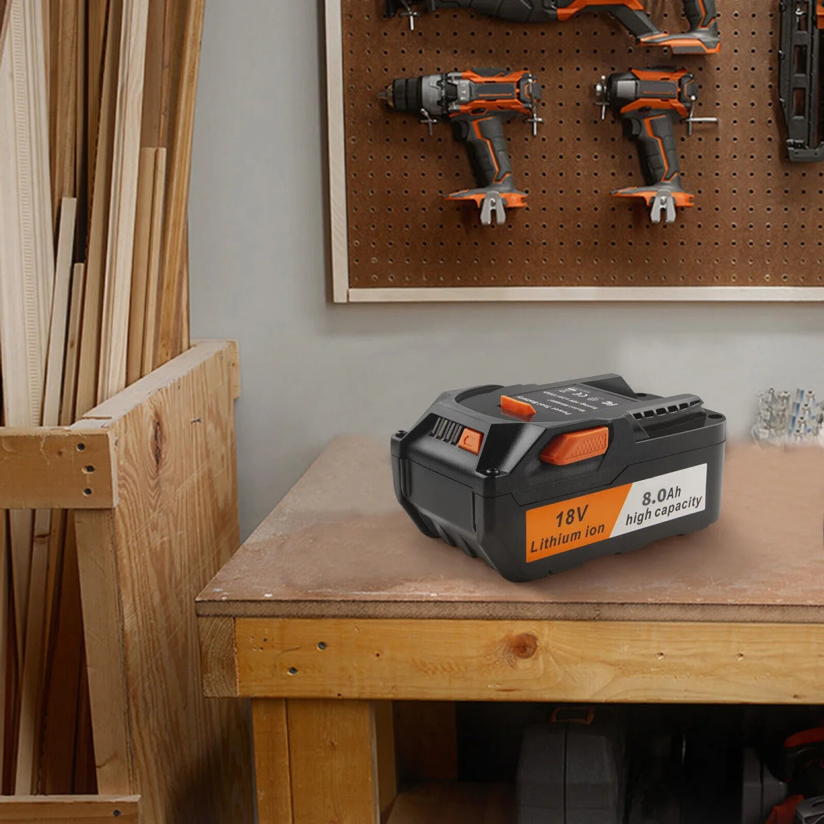 2-Pack RIDGID R840087 18V 8.0Ah Lithium-ion Rechargeable Batteries, Compatible with R840083, R840085, AC840085 Series Power Tool