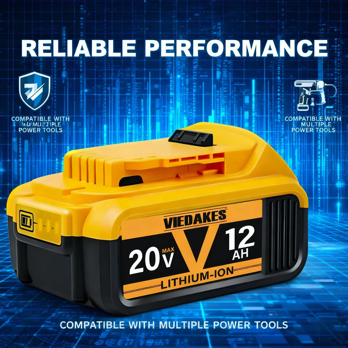 Replacement 20V 12.0Ah Lithium Battery for Dewalt DCD790 DCB200 Cordless Drill Impact Wrench Screwdriver Rechargeable Battery