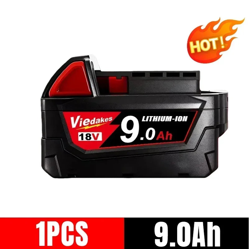 18V 9Ah Lithium-Ion Battery for Milwaukee High Power Replacement Battery for 18V Cordless Power Tools 18650 Cell Li-ion Battery