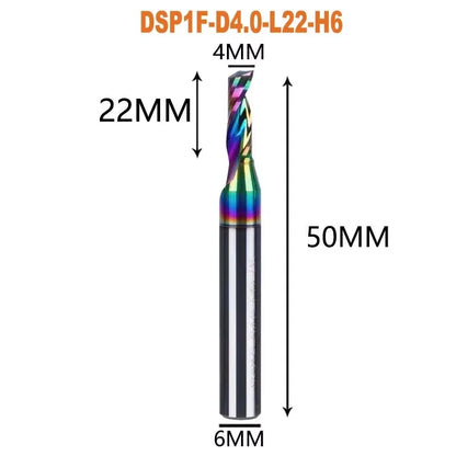 1pc AAAAA Single Flute Carbide Spiral End Mill 3.175 ,4,5,6mm Aluminum Milling Cutter Engraving Woodworking Acrylic DLC Coating