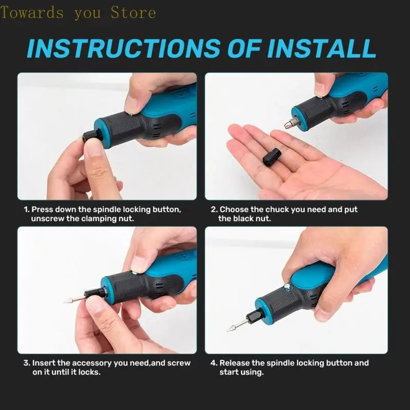 Q9QF 5 Speed Mini Wireless Rechargeable Engraver Pen Cordless Rotary Tool Woodworking