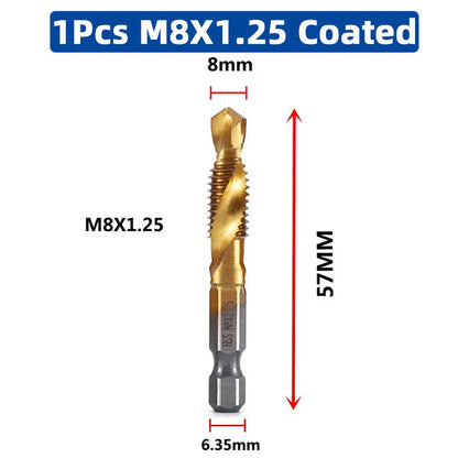 SIQICNC Shank Titanium Plated HSS Screw Thread Metric Tap Drill Bits Screw Machine Compound Tap M3 M4 M5 M6 M8 M10 Hand Tools