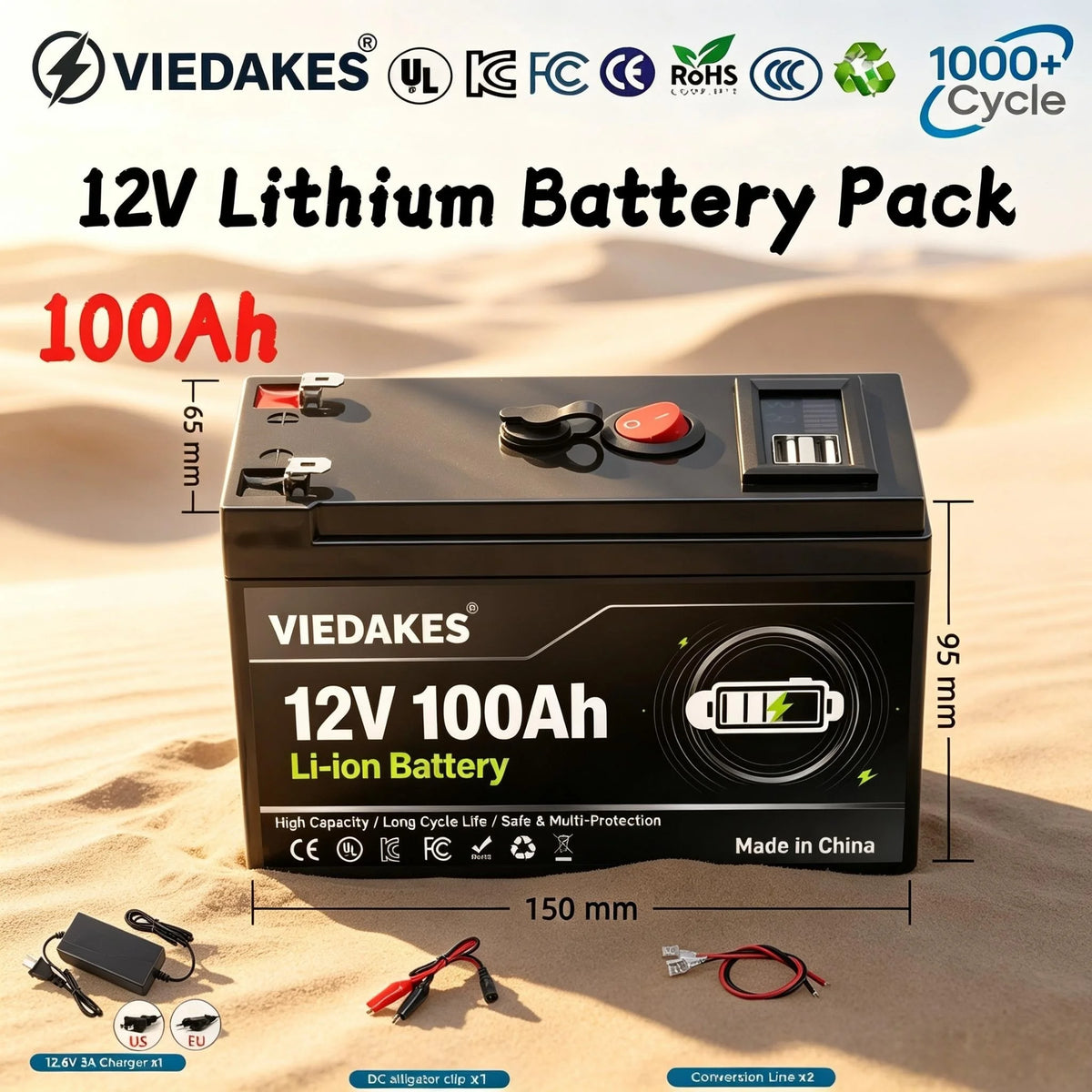 12.6V 3S7P Battery Pack 60000mAh Built-in BMS Rechargeable with Charger for CCTV Security Outdoor Power Supply