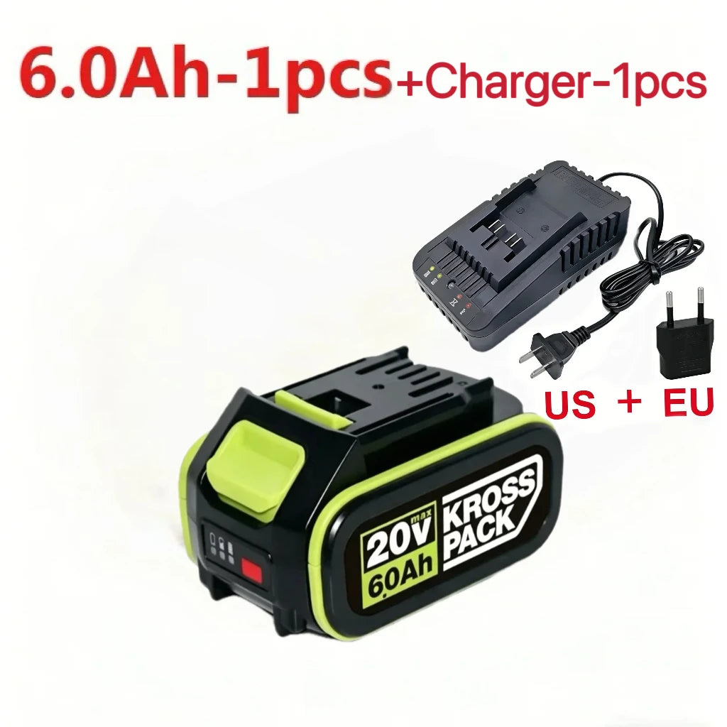 20V 6.0Ah KROSS PACK Rechargeable Lithium Ion Battery Compatible with WORX 20V Max Kross Pack Series Electric Tools WU279 WU535