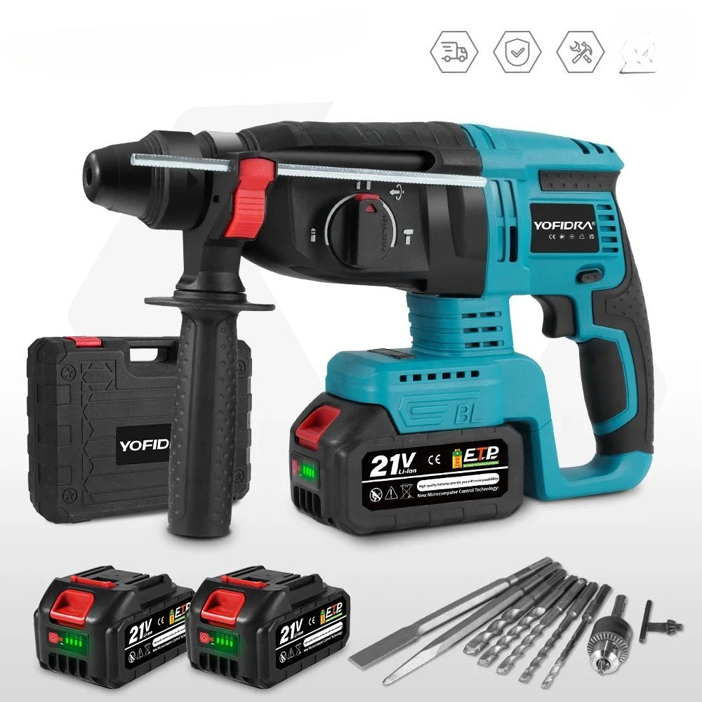 26MM Brushless Electric Hammer Drill Multifunctional Rotary Cordless Rechargeable Power Tools For Makita Battery Pin