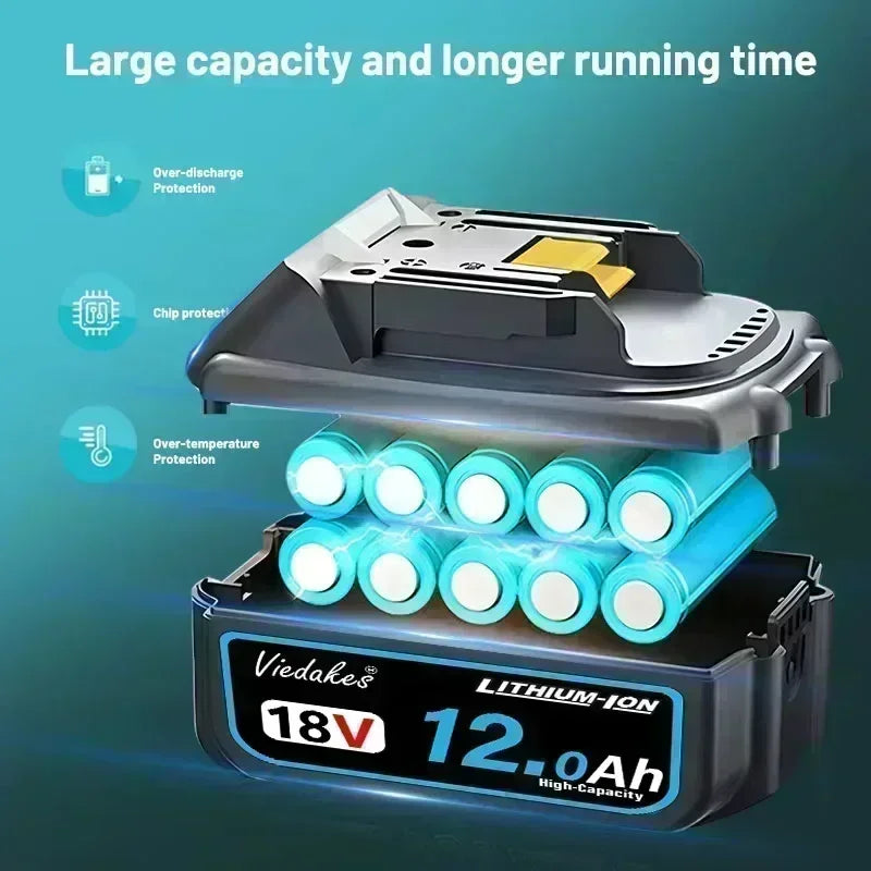 for Makita 18V 6.0/8.0/10.0/12.0Ah Battery - BL1860 Fast-Charging 3000+ Cycles for LXT Tools