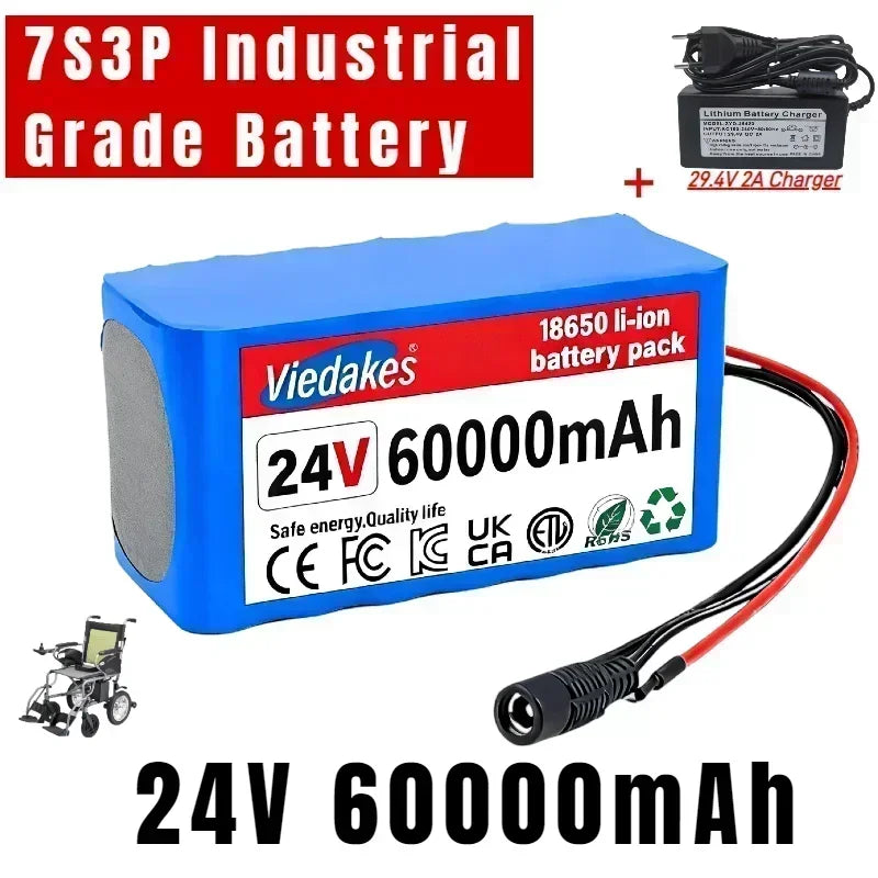 29.4V 100000mAh 7S3P Li-ion Battery Pack 18650 with BMS for 24V-29.4V Electric Motor Scooter