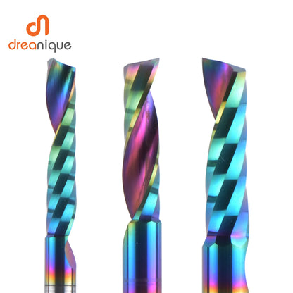 1pc AAAAA Single Flute Carbide Spiral End Mill 3.175 ,4,5,6mm Aluminum Milling Cutter Engraving Woodworking Acrylic DLC Coating