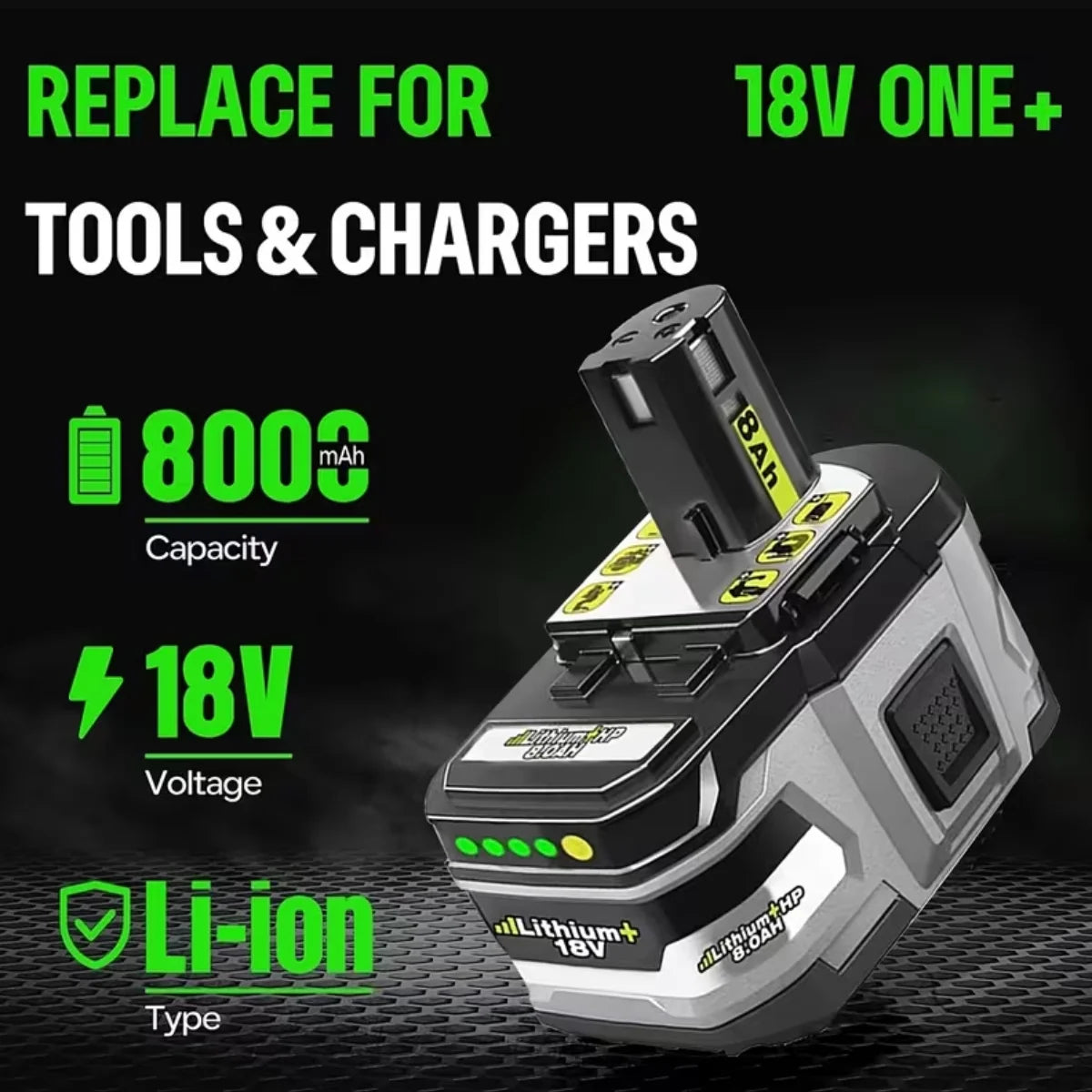 New Arrival Upgraded 8.0Ah P108 Battery Compatible with Ryobi 18V One Plus Battery Replacement P108 P102 P103 P104 P105 P107 P109 P122 Cordless Tool Batteries Rapid Rechargeable Batteries with Indicator