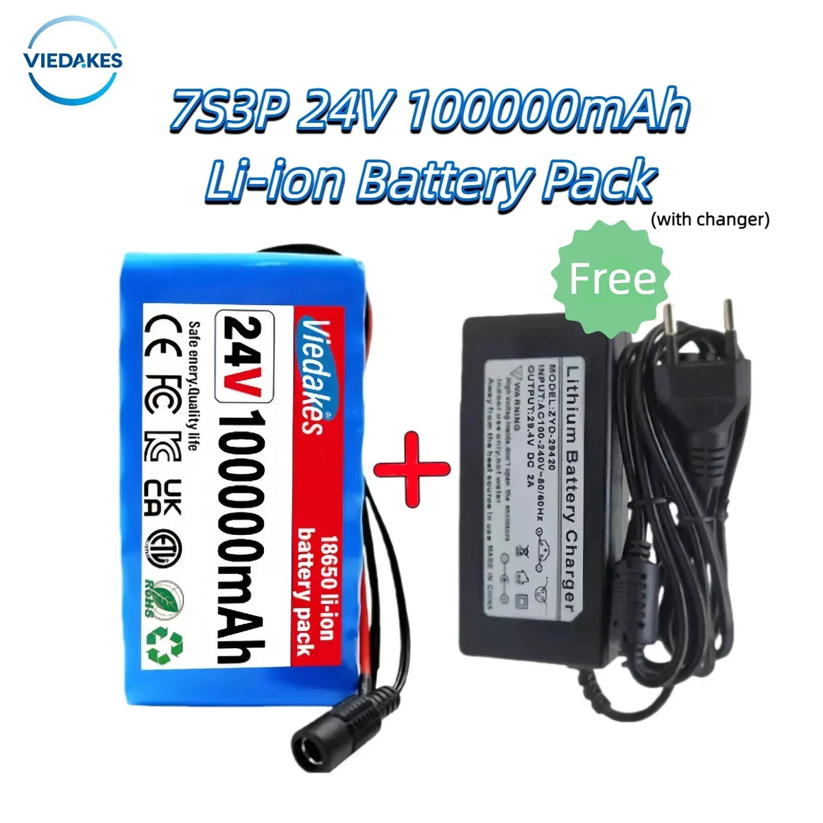 29.4V 100000mAh 7S3P Li-ion Battery Pack 18650 with BMS for 24V-29.4V Electric Motor Scooter